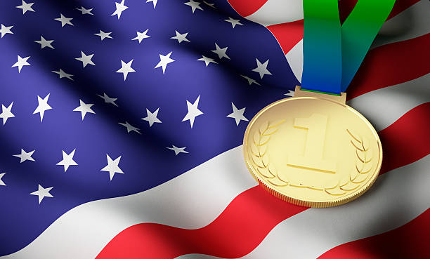 istock USA  flag, gold medal 540493790