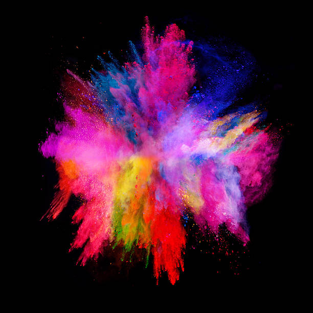 istock Explosion of colored powder on black background 540497626