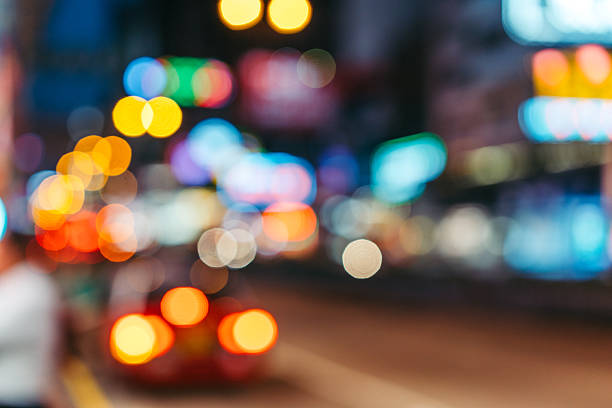 istock Blurred nighttime scene of Hong Kong, China 540501128