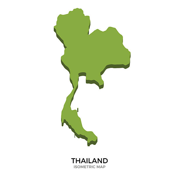 isometric map of thailand detailed vector illustration - 國家地圖 幅插畫檔、美工圖案、卡通及圖標