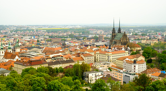 Brno day time old city landscape from Spilberk Castle