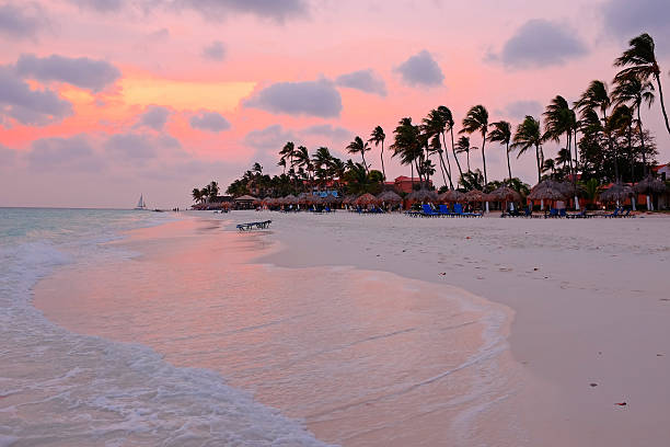 istock Beautiful sunset at Manchebo beach on Aruba island 540503544