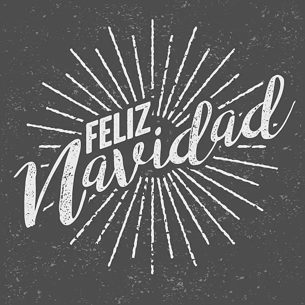 Vector illustration of Feliz Navidad Spanish ('Merry Christmas') Vintage Screen Print