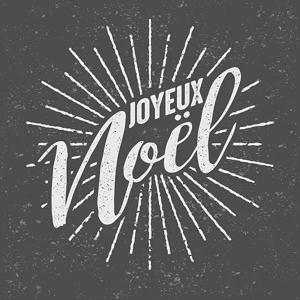 Vector illustration of Joyeux Noël French ('Merry Christmas') Vintage Screen Print