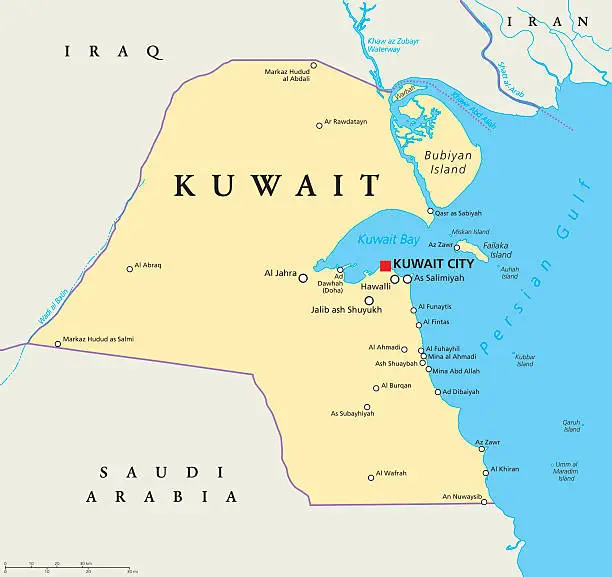 Vector illustration of Kuwait Political Map