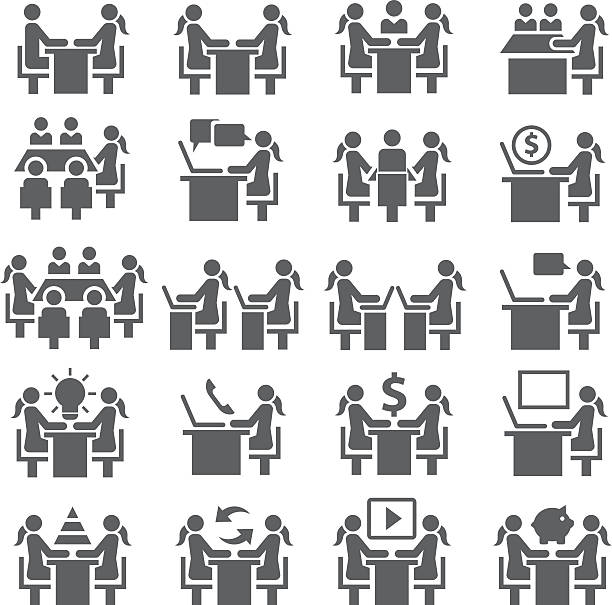 набор иконок для - business meeting mediation discussion stock illustrations