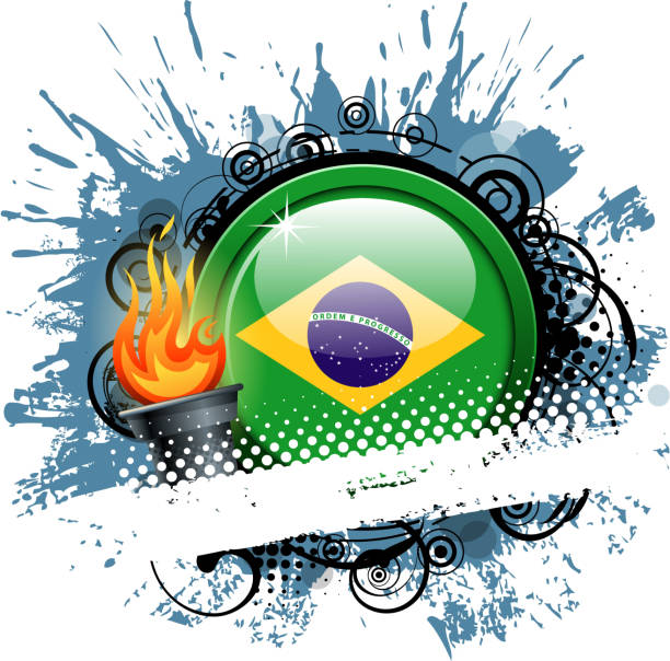 взрывающаяся баннер - flag brazil brazilian flag dirty stock illustrations