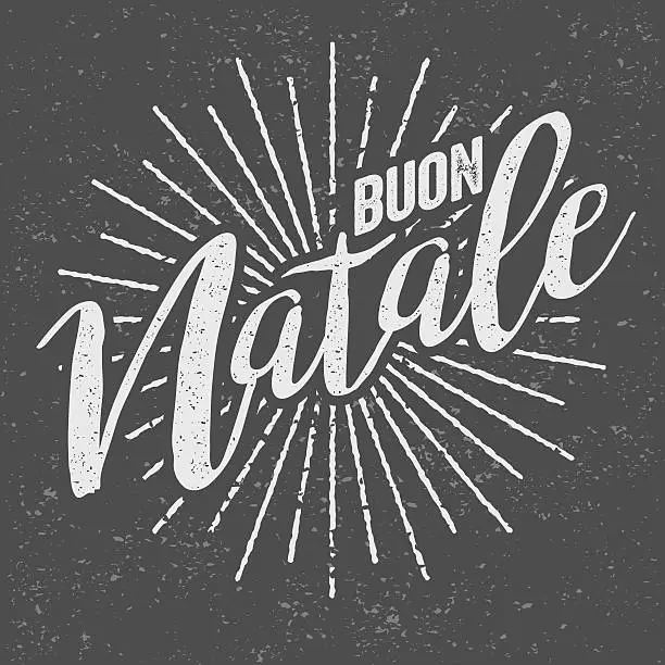 Vector illustration of Buon Natale Italian ('Merry Christmas') Vintage Screen Print