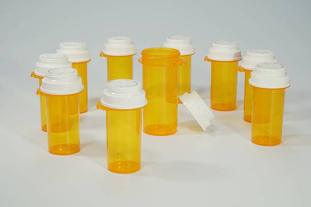 istock Prescription Medicine Bottles With Grey Background 540507604