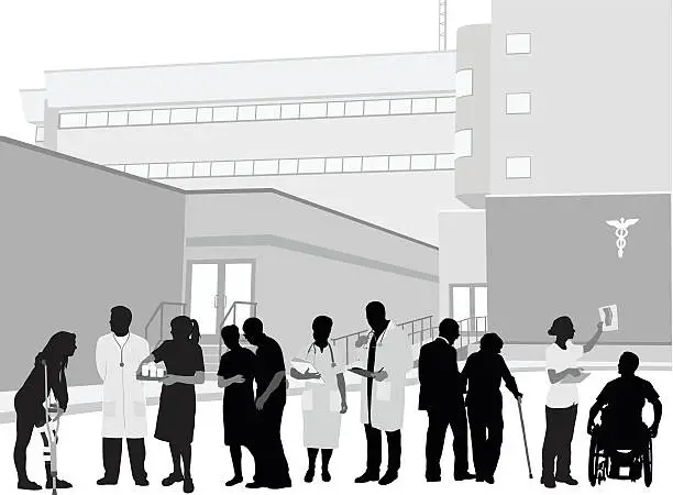 Vector illustration of Hospital Staff And Patients