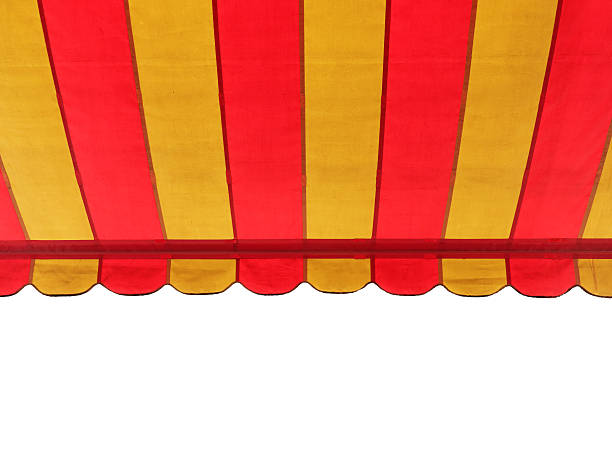 istock colorful stripe canopy awning isolated on white background. 540510664