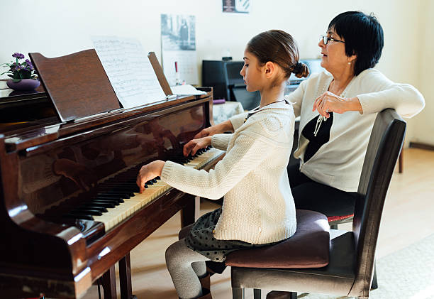istock piano lessons at  music school, teacher and student. 540511378