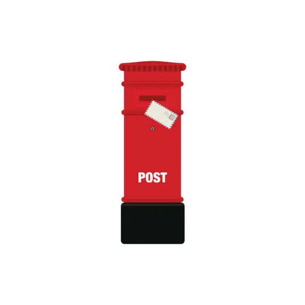Vector illustration of Red mail post box vector illustration isolated on white background
