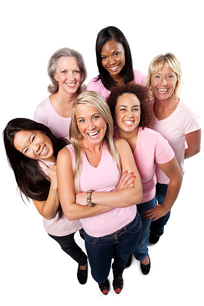 istock Happy women in pink supporting each other 540513360