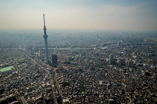 Aerial view of the Tokyo skytree in Japan at daytime