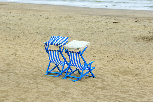 istock Two deck chairs on the beach at Sandown 540518964
