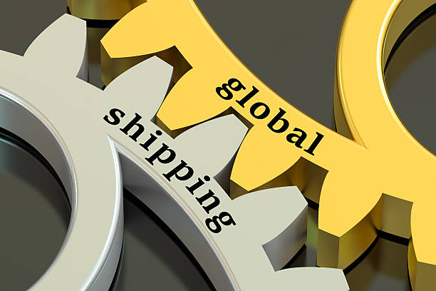 istock Global Shipping concept on the gearwheels 540521302