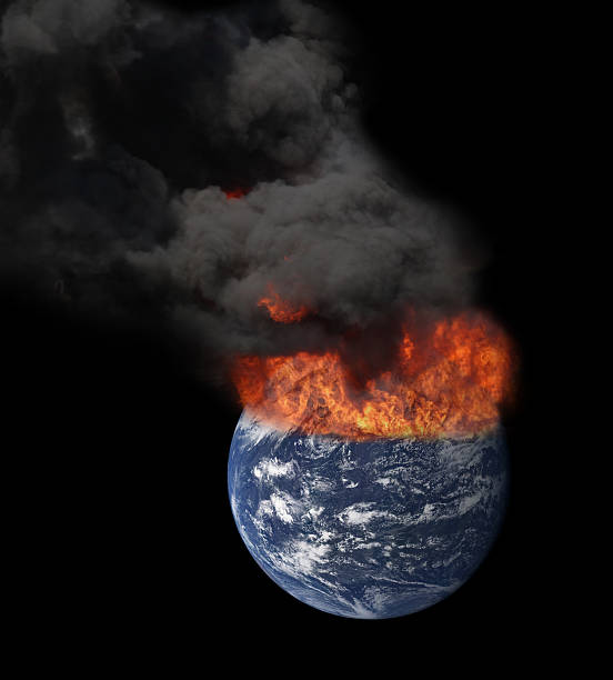 istock Earth in space engulfed in flames 540522022