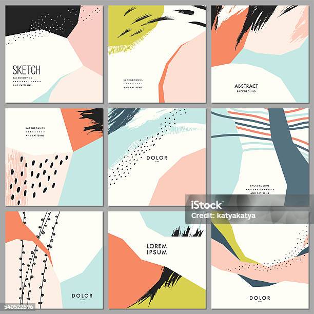 Abstract Creative Cards Set Stock Illustration - Download Image Now - Pattern, Abstract, Color Block