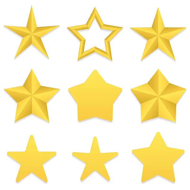 Vector illustration of Five point stars collection