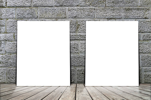 istock Poster stand on wooden floor with brick wall 540523826