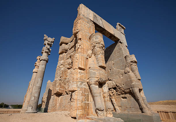 Entrance Gate of All Nations from Ruins of Shiraz Persepolis stock photo