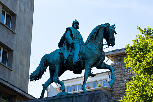 Emperor Wilhelm I monument in Essen at square Burgplatz. Made by Hermann Volz in 19. century.