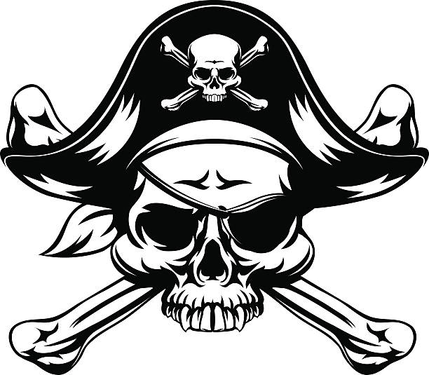 ilustraciones, imágenes clip art, dibujos animados e iconos de stock de pirata los huesos del cráneo y cruzaron - rowboat nautical vessel men cartoon