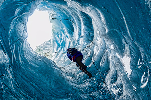 An image from inside a glacier