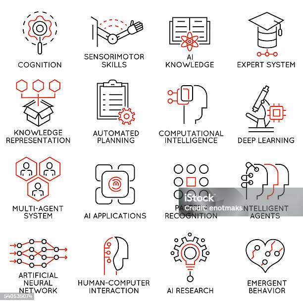 Artificial Intelligence And Data Science Part 2 Stock Illustration - Download Image Now - Icon Symbol, Wisdom, Organization