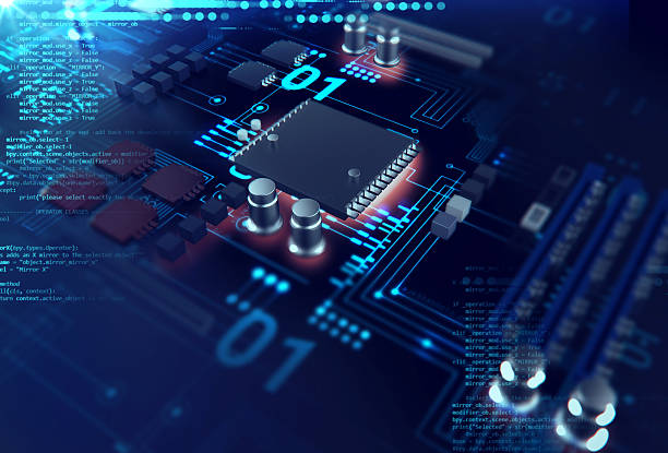 istock 3d rendering  of futuristic blue circuit board 540564368