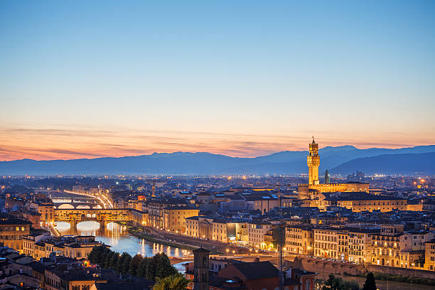 istock Evening sunset over florence with ponte vecchio bridge 540564382