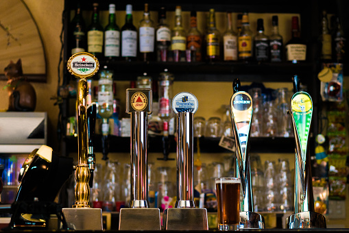 Beer tap in a pub in Osaka, Japan