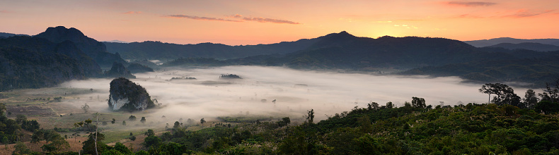 Phu Langka National Park before sunrise,Panorama file