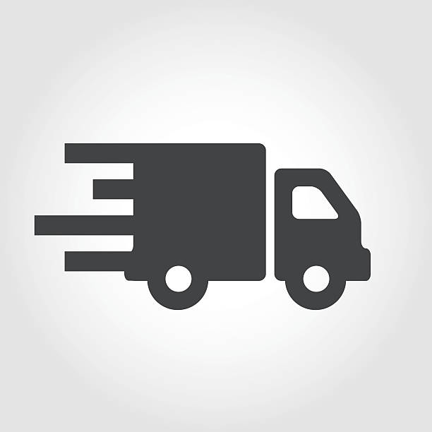 перемещение тележки значок — портретный series - delivery van truck delivering moving van stock illustrations