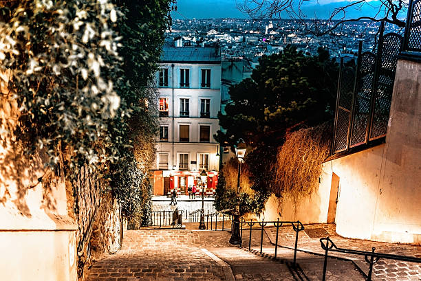 istock view over Paris from monmartre stairs in the night 540567892