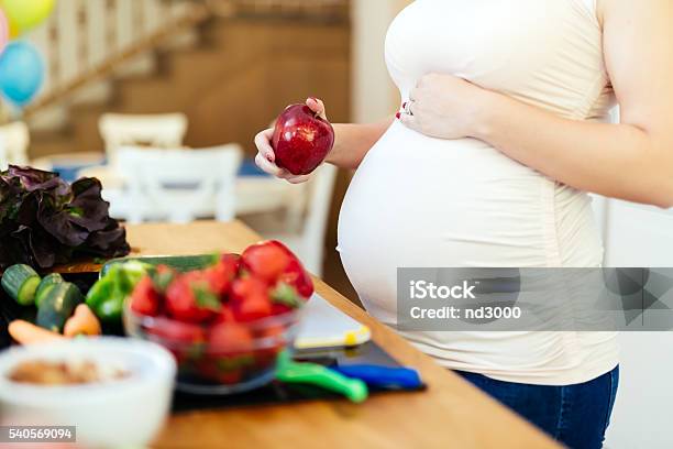 Pregnant Woman Healthy Diet Stock Photo - Download Image Now - Pregnant, Healthy Eating, Eating