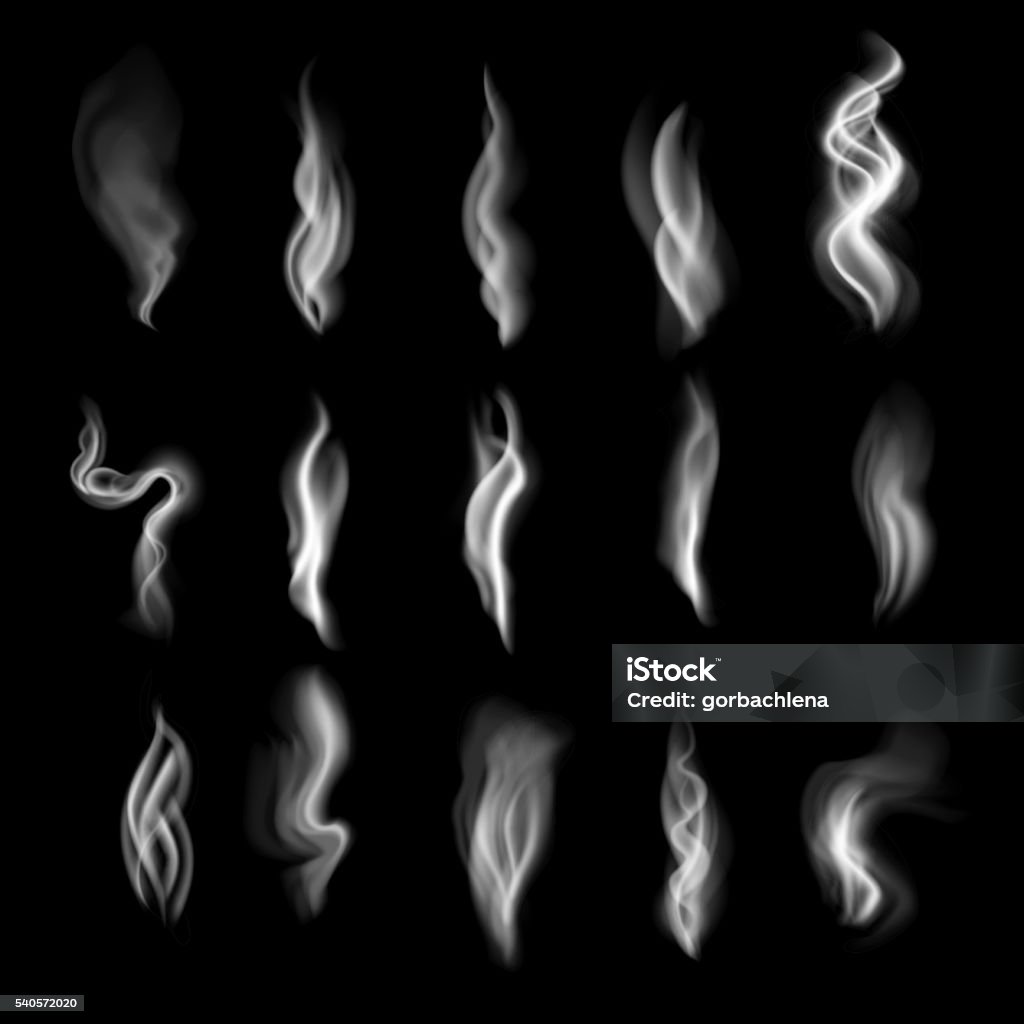 Delicate white cigarette smoke waves on transparent background vector illustration Delicate white cigarette smoke waves on transparent background vector illustration. Abstract stock vector