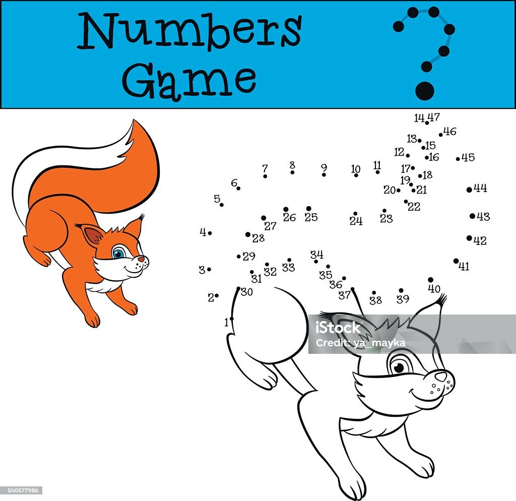 Numbers game. Little cute squirrel. Educational games for kids: Numbers game. Little cute squirrel. Acorn stock vector