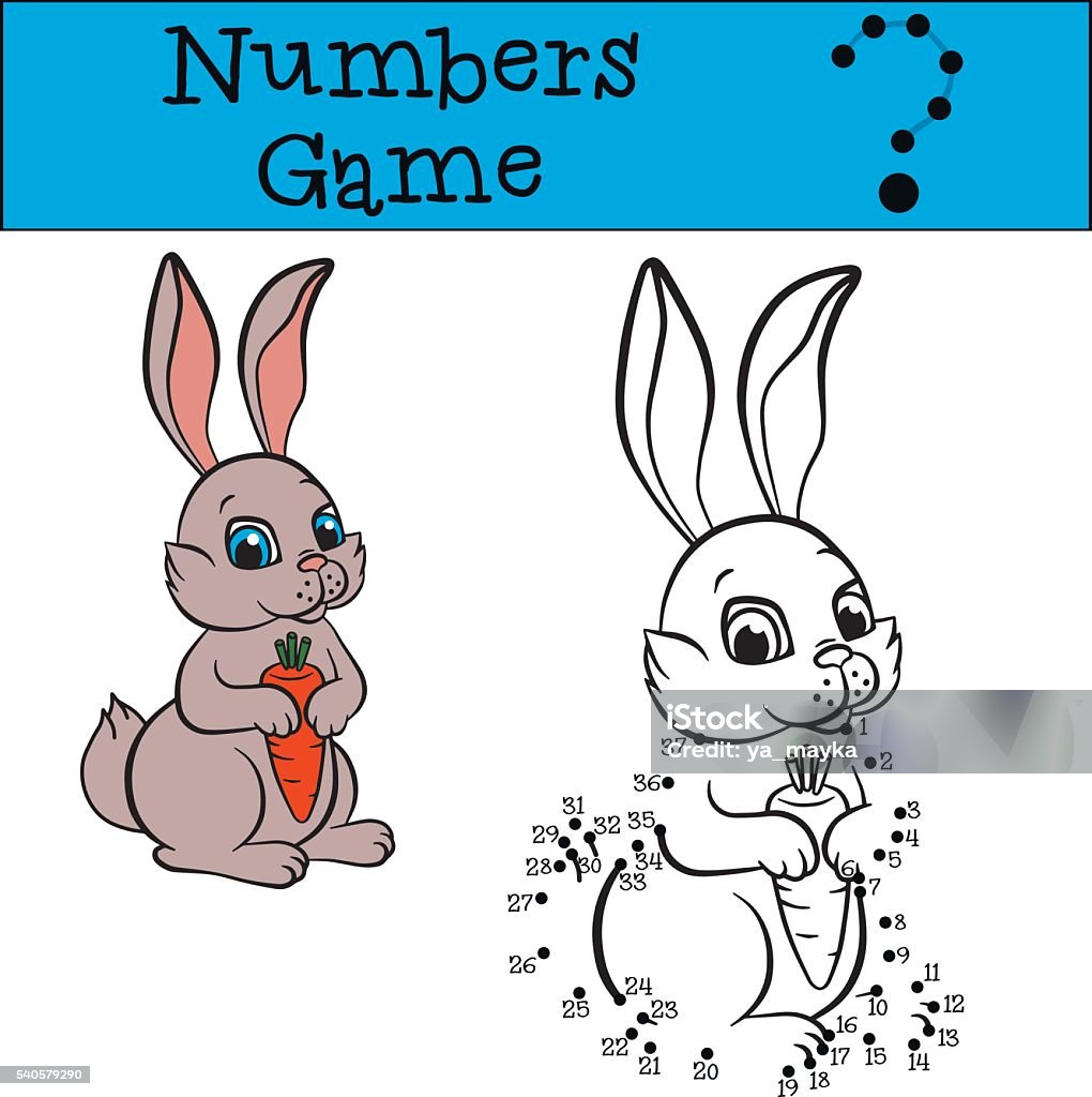 Cartoon Rabbit Numbers For Kids Numbers Game Little Cute Rabbit Stock Illustration - Download Image Now ...