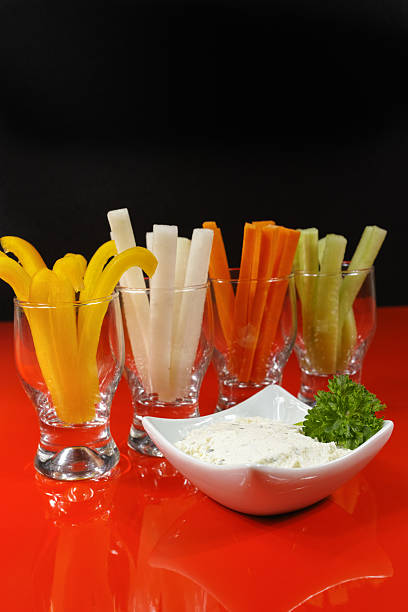 istock Healthy snacks - vegetable sticks and dip 540580328