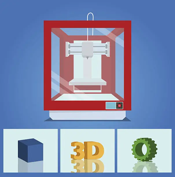 Vector illustration of Illustration of a 3D printer