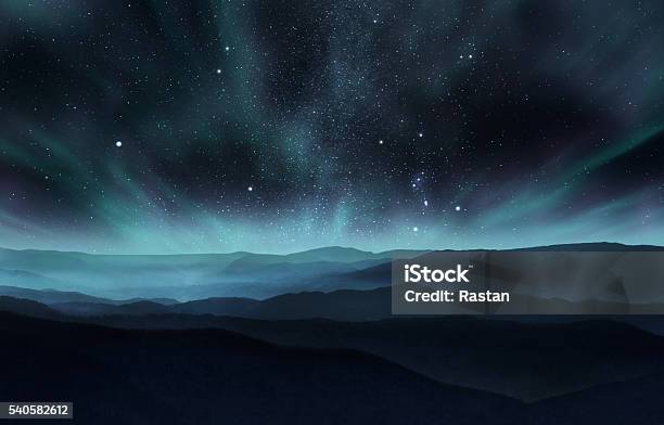 Northern Lights Stock Photo - Download Image Now - Night, Landscape - Scenery, Sky