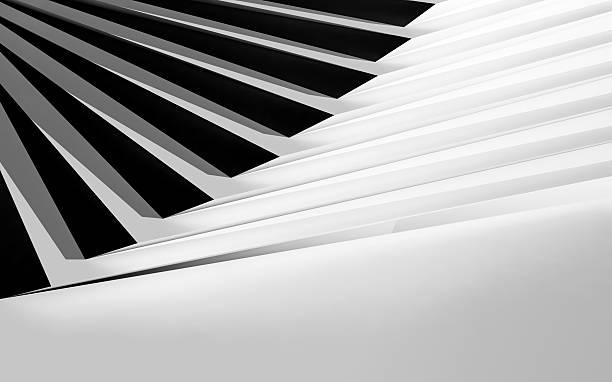 istock Black and white curved stairs installation, 3d 540582730