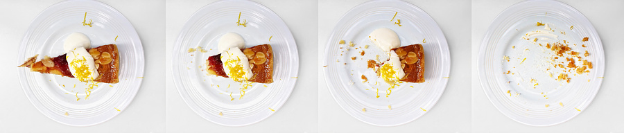 story of a cake from full to empty plate