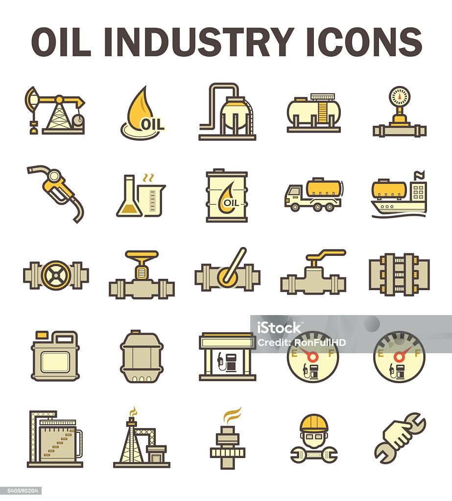 Iconos de la industria de aceite - arte vectorial de Gasolina libre de derechos