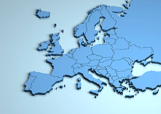 l'europa 3d - spain map three dimensional shape cartography foto e immagini stock