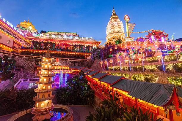 istock Kek Lok Si temple Light up during Blue Hour Penang 540591304