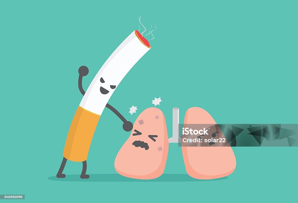 Lung have been beaten from cigarette. Lung have been beaten from cigarette. This picture means smoking like the lung harming. Cigarette stock vector