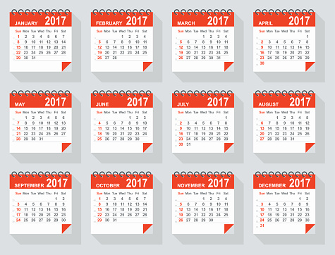 Flat modern 2017 Calendar - vector illustration
